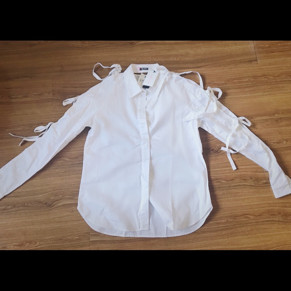 SOLD. Sandy Liang, Mirena tie-sleeve shirt, US 4/S